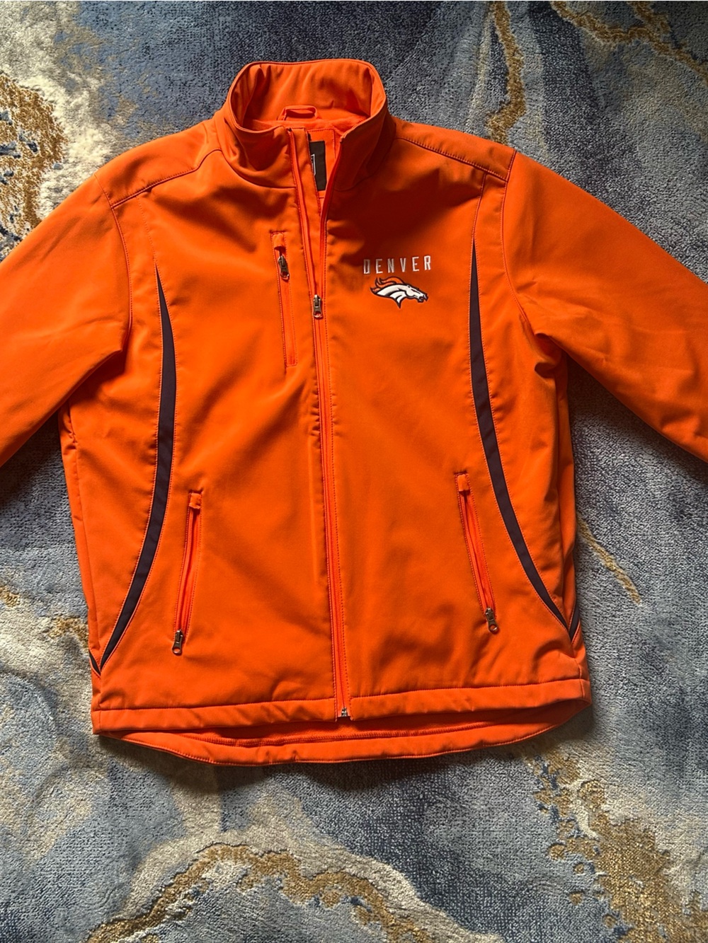 Denver Broncos NFL Orange Jacket with Blue Logo Patch